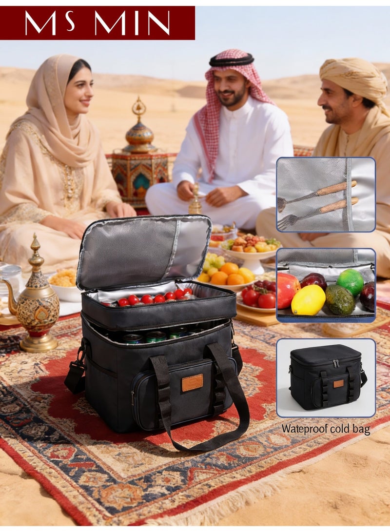 MS MIN Large Capacity Insulated Lunch Bag (23L), Thermal Lunch Box Bag with Waterproof Leakproof Liner, Reusable Cooler Bag for Office, Work & Outdoor Use - Image 1